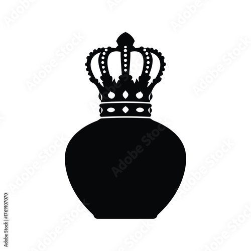 Black silhouette of a perfume bottle with a crown vector