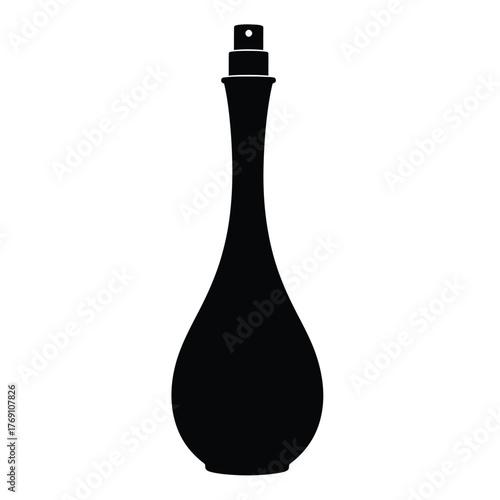 Black silhouette of a perfume bottle with a spray nozzle