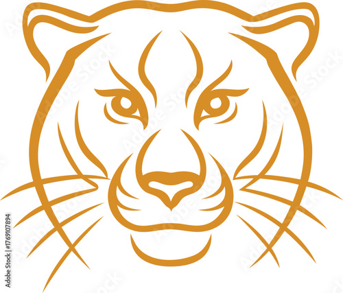 Tiger head tattoo vector illustration of wild feline silhouette