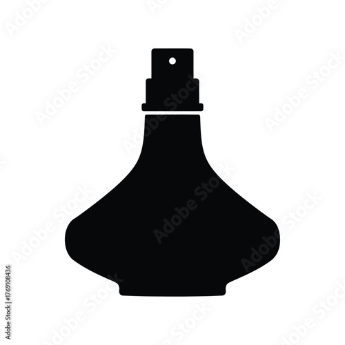 Black silhouette of a perfume bottle with spray nozzle