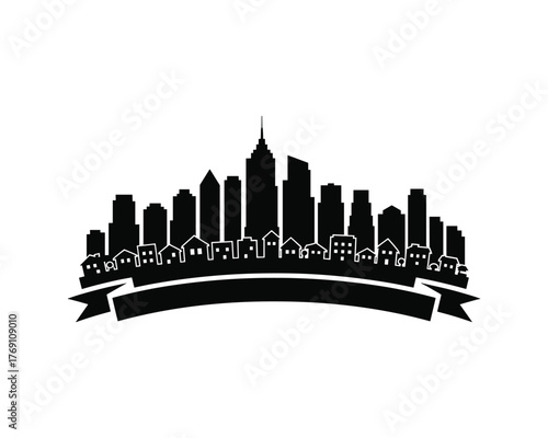 Wallpaper Mural City Skyline and Houses Silhouette with Vector silhouette Torontodigital.ca