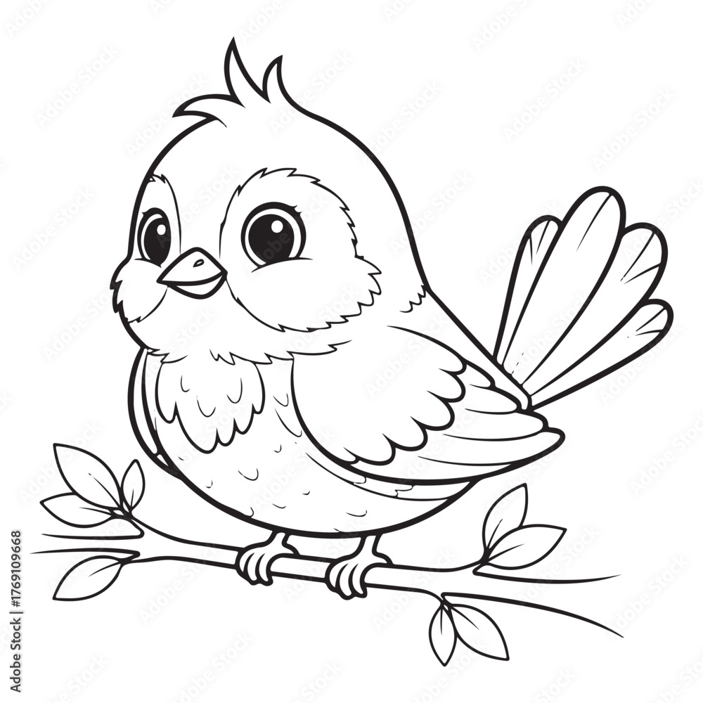 Fototapeta premium bird Character Vector, Coloring page outline of a cute bird