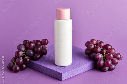 Antioxidant Skincare Product Mockup with Fresh Red Grapes