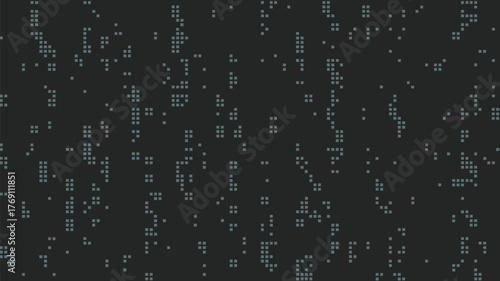 Sparse arrangement of small light gray squares on a dark gray background forming a pixelated pattern