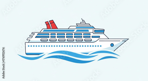 Cruise ship sailing on the sea a cruise ship sailing on the sea with waves in the foreground