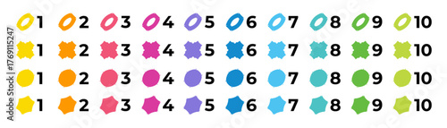 Trendy number bullet points collection. Geometric shapes for infographic 1 to 10 steps design template