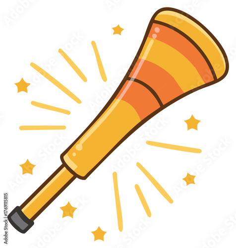 Festive Celebration Noisemaker Horn with Vibrant Stripes and Sparkle Accents for Events and Cheering