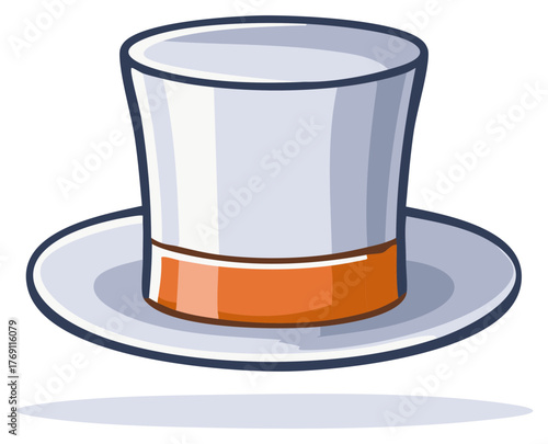 Whimsical Cartoon Top Hat with Orange Band