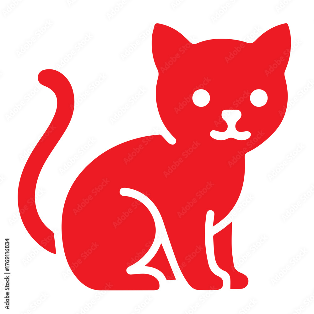 Fototapeta premium kitten icon or logo symbol solid vector illustration