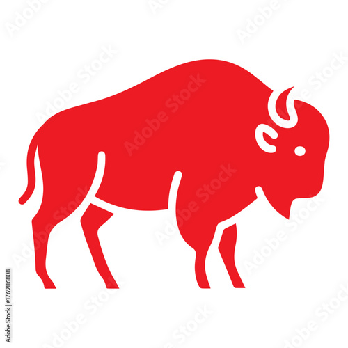 bison icon or logo symbol solid vector illustration 