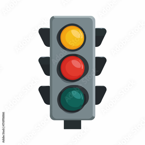Classic Traffic Light Flat Vector Icon