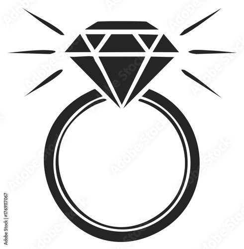 Iconic brilliant diamond ring with radiant sparkle representing engagement wedding and eternal love