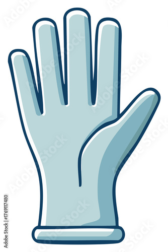 Stylized Blue Rubber Glove For Medical or Cleaning Use Cartoon Vector Graphic