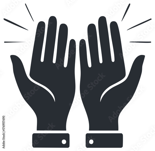 Raised hands, high five, celebrating and success concept in dark color.