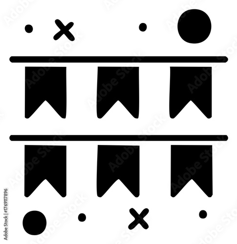 Festive Bunting Garlands and Confetti for Holiday Celebration Decorations