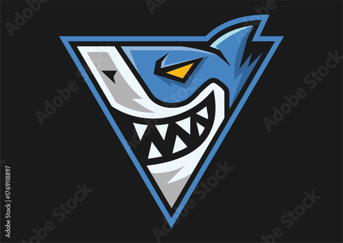 Blue Shark Mascot Logo Design