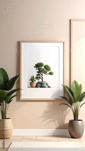Serene Bonsai Art Botanical Beauty in a Minimalist Interior Aesthetic