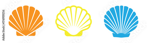 Seashell icon. colured seashell icon, symbolizing the ocean, summer, and beach vacations.