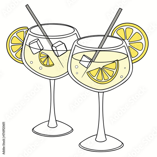 Two refreshing lemonade glasses with lemon slices