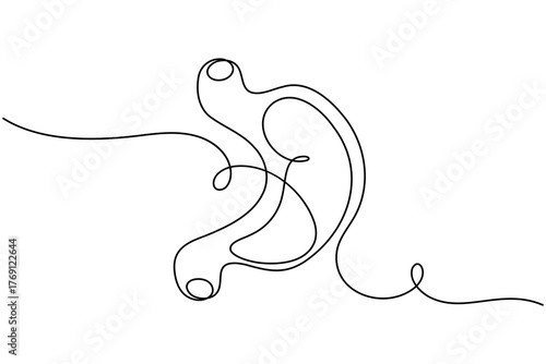 Human Liver anatomy continuous one line drawing on white background minimalist internal organ outline vector illustration