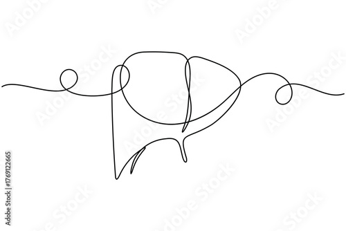 Human Liver anatomy continuous one line drawing on white background minimalist internal organ outline vector illustration