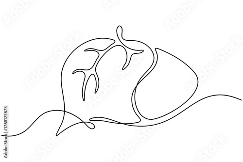 Human Liver anatomy continuous one line drawing on white background minimalist internal organ outline vector illustration