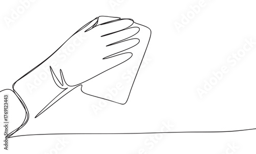 Continuous Line Drawing of a Hand Wiping a Surface