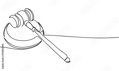 Continuous Line Drawing of a Gavel