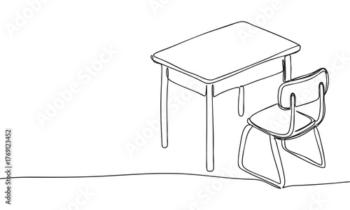 Minimalist Line Art Desk and Chair