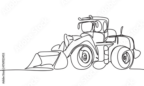 Continuous Line Drawing of a Front-End Loader