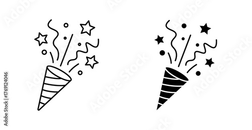 Colorful Party Popper Explosion with Confetti and Streamers Celebration Element