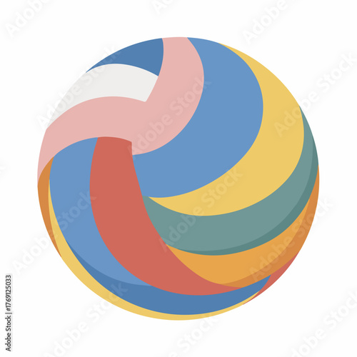 Vibrant Volleyball Icon in Flat Vector Style