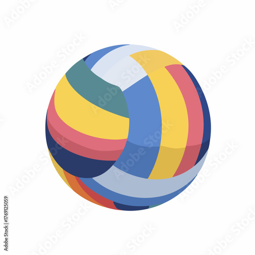 Colorful Volleyball Flat Vector Icon Design