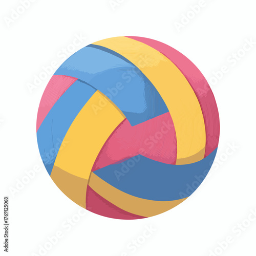 Vibrant Volleyball Icon in Flat Style