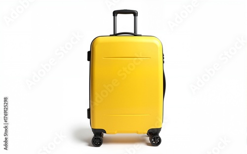yellow suitcase isolated on white. High quality