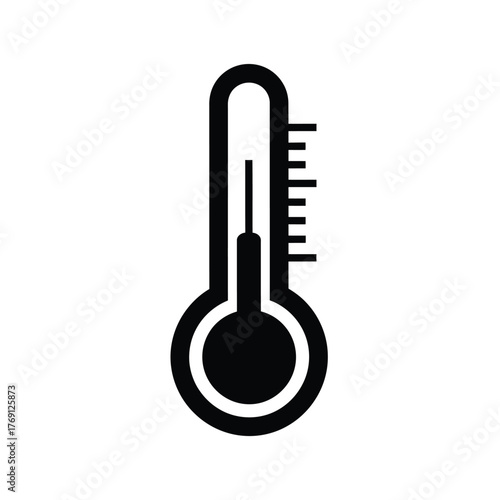 Black thermometer icon with red mercury line temperature