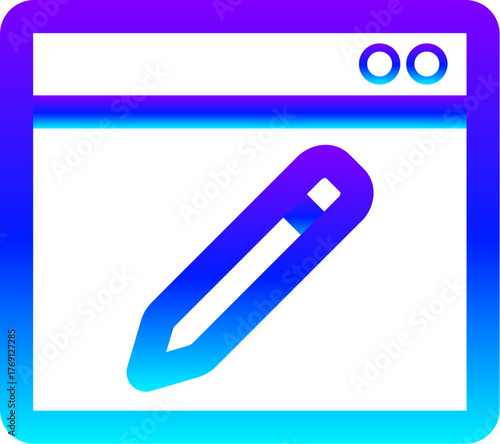 Modern Blue Gradient Line Icon of Editing Website Content