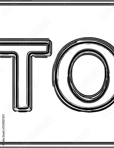 Ilustração vetorial de contorno de letras com efeito metálico cromado e borda dupla