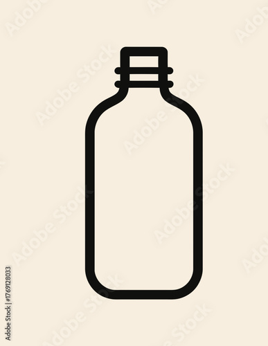 Ilustração vetorial de um frasco de vidro simples, ícone minimalista de garrafa com tampa
