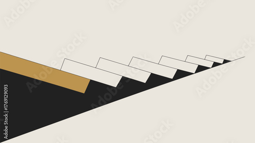 Abstract representation of steps with alternating colors and shadows in a minimalist style art