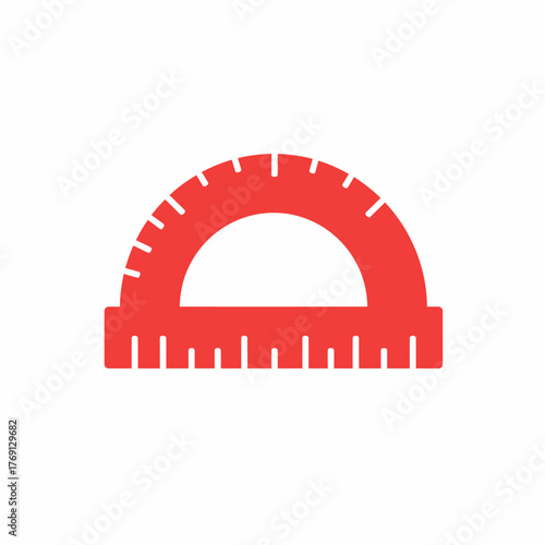 Red protractor for geometric angles