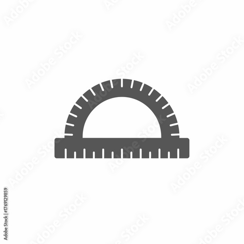 Gray protractor on white background