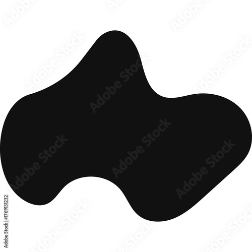 Abstract Organic Black Shape on White Background Vector Illustration Minimalist Geometric Form with Smooth Curves Dynamic Flowing Silhouette Represents Fluidity and Modern Design