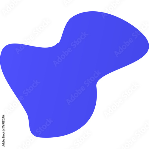 Abstract organic blue shape isolated on white background with soft shadows minimalist design modern graphic element vector illustration