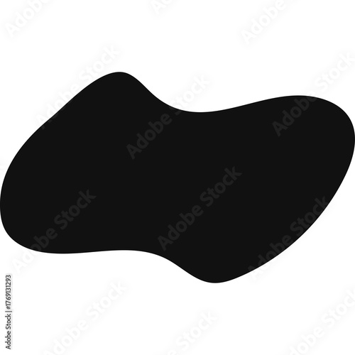 Abstract Organic Liquid Shape Black Blob Formed With Smooth Curves And Irregular Edges On A Transparent Background