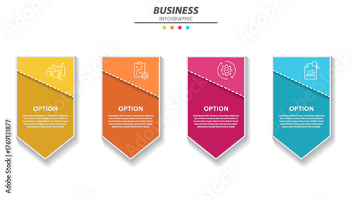 Business Option Infographic with Four Colorful Vertical Panels and Modern Line Icons