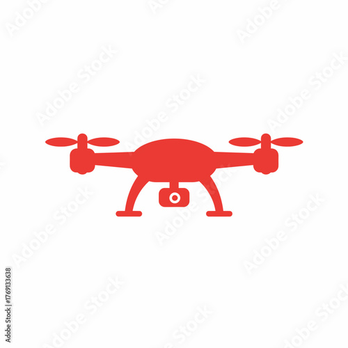 Red drone hovering silently
