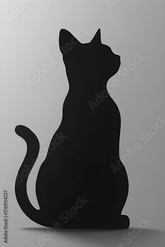 Cat silhouette with graceful mood sitting composedly representing minimalist elegance against a soft gradient backdrop
