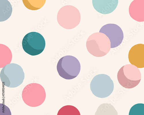 Vetor de fundo com bolinhas coloridas em tons pastéis, padrão abstrato e alegre para design.