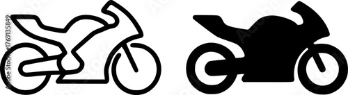 Minimalist icon, motor sport vector, black and white, outline and silhouette